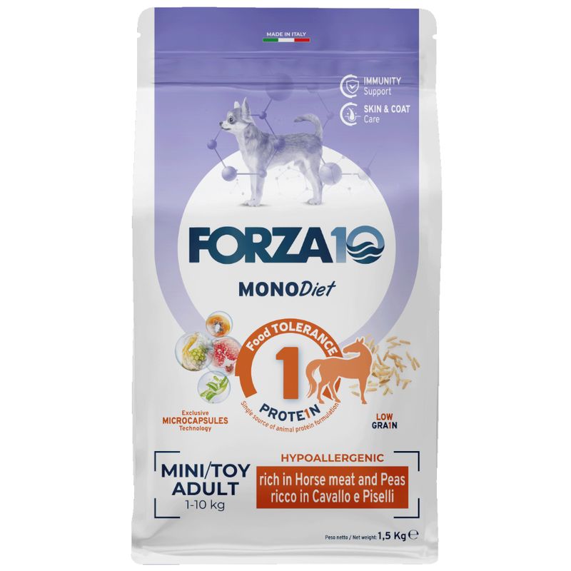 Forza10 Mini & Toy Diet Cavallo e Piselli 1,5 kg Crocchette Cane Forza10 Mini & Toy Diet Cavallo e Piselli 1,5 kg Crocchette Cane